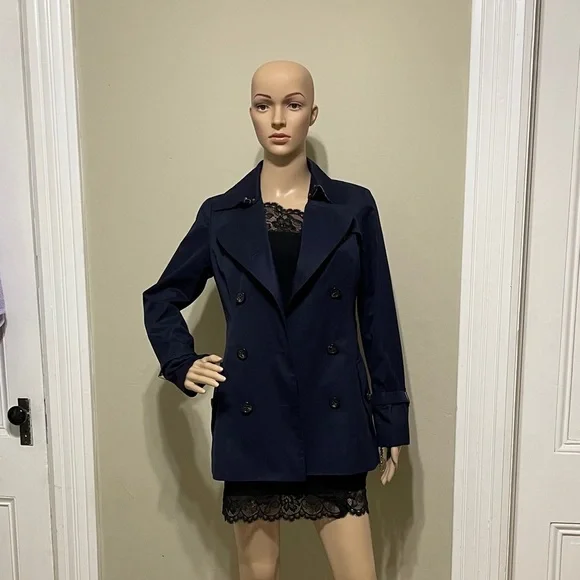 Burberry Blue Label Crestbridge Navy Double-Breasted Women's Jacket - Picture 2 of 11